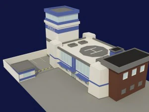 low poly police station 3D Model