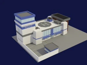 low poly police station 3D Model