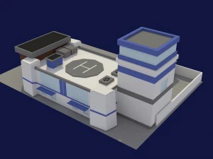 low poly police station 3D Model