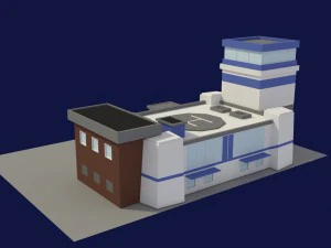 low poly police station 3D Model