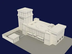 low poly police station 3D Model