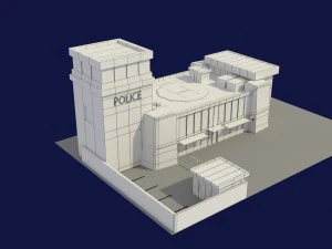 low poly police station 3D Model