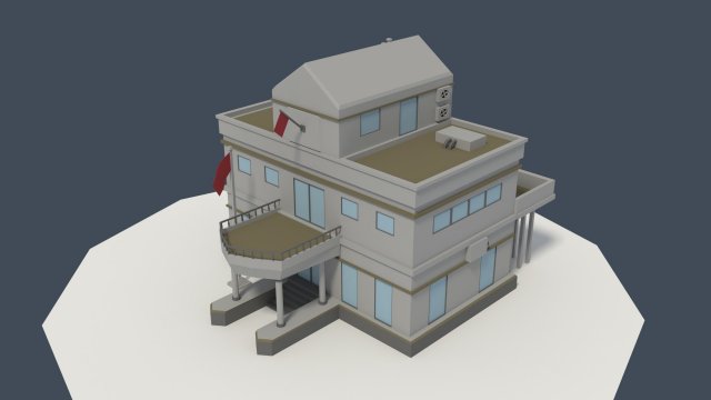 low poly consulate building Model 3D .c4d .max .obj .3ds .fbx .stl .blend 