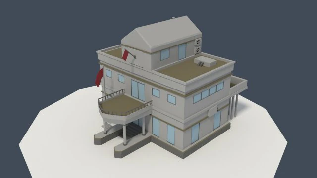 low poly consulate building 3D Model .c4d .max .obj .3ds .fbx .stl .blend 