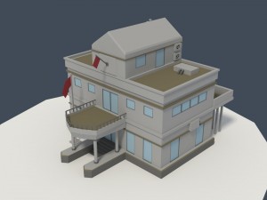 low poly consulate building 3D मॉडल