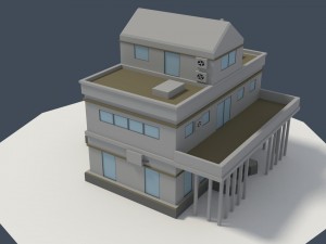 low poly consulate building Model 3D