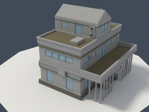 low poly consulate building 3D Model