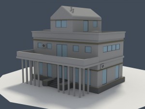 low poly consulate building Model 3D