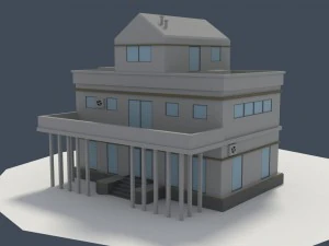 low poly consulate building 3D Model