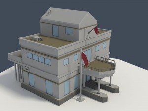 low poly consulate building Model 3D