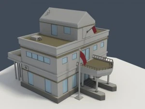 low poly consulate building 3D Model