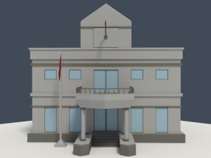 low poly consulate building Model 3D