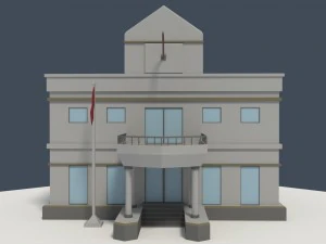 low poly consulate building 3D Model