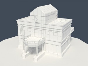 low poly consulate building Model 3D