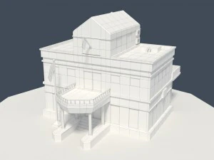 low poly consulate building 3D Model