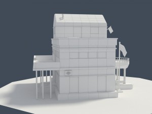 low poly consulate building Model 3D
