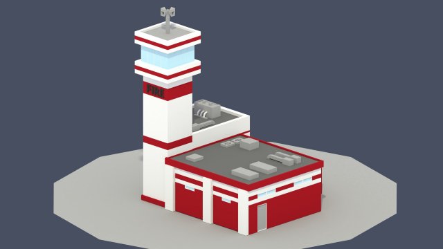 low poly fire department Modèle 3D .c4d .max .obj .3ds .fbx .stl .blend 