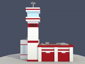 low poly fire department Modèle 3D