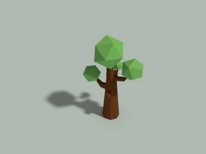 albero poli basso Modello 3D