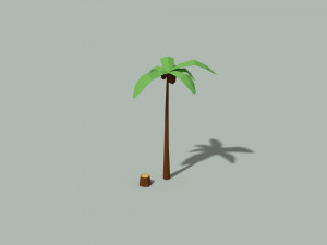 low poly palm tree and trunk 3D मॉडल