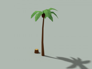 low poly palm tree and trunk 3D मॉडल