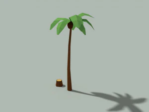 low poly palm tree and trunk 3D Model