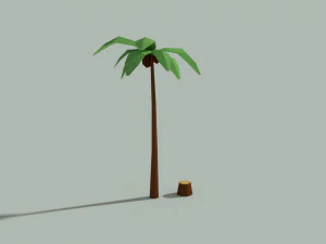 low poly palm tree and trunk 3D Model