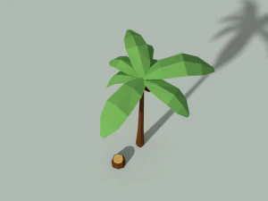 low poly palm tree and trunk 3D Model