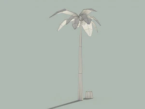 low poly palm tree and trunk 3D Model