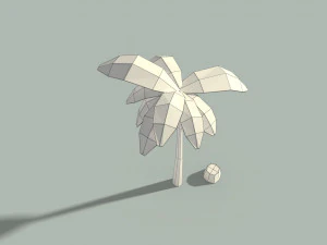 low poly palm tree and trunk 3D Model