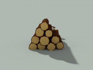 low poly wooden logs and axe 3D मॉडल