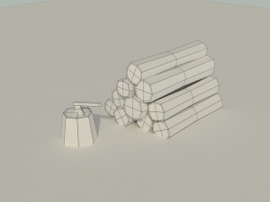 low poly wooden logs and axe 3D मॉडल