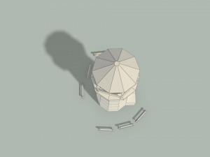 low poly lighthouse and wooden fences 3D मॉडल