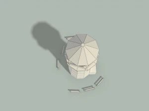 низькому поле маяк і дерев'яні паркани 3D Модель