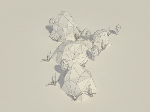 low poly rocks and plants 3D मॉडल