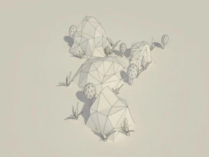 low poly rocks and plants 3D Model