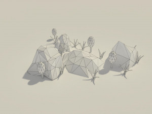 low poly rocks and plants 3D मॉडल