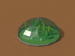 low poly scifi greenhouse 3D Model