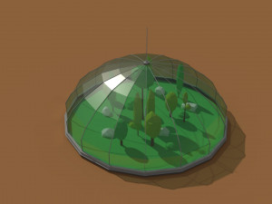 low poly scifi greenhouse 3D मॉडल