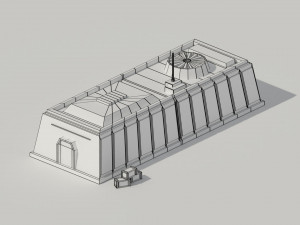 low poly scifi hangar 1 Model 3D