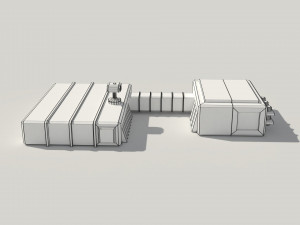 low poly scifi hangar 2 3Dモデル