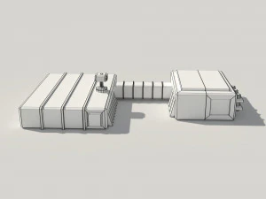 low poly scifi hangar 2 3D Model