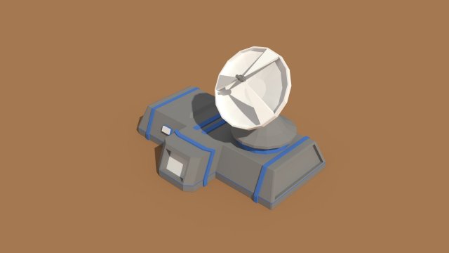 low poly scifi radar station 3D मॉडल .c4d .max .obj .3ds .fbx .stl .blend 