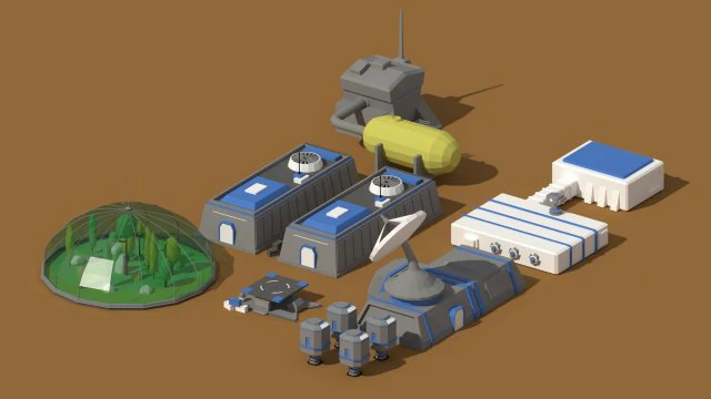 low poly scifi space colony pack 3D Model .c4d .max .obj .3ds .fbx .stl .blend 