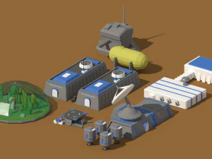 low poly scifi space colony pack 3D Model