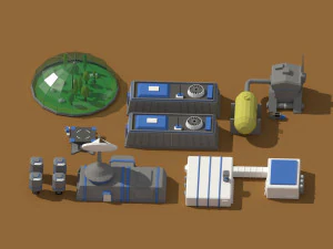 low poly scifi space colony pack 3D Model