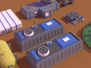 low poly scifi space colony pack 3D मॉडल