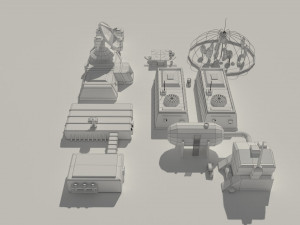 low poly scifi space colony pack 3D मॉडल