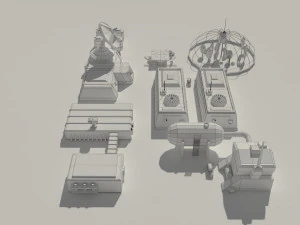 low poly scifi space colony pack 3D Model