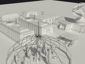 low poly scifi space colony pack 3D मॉडल